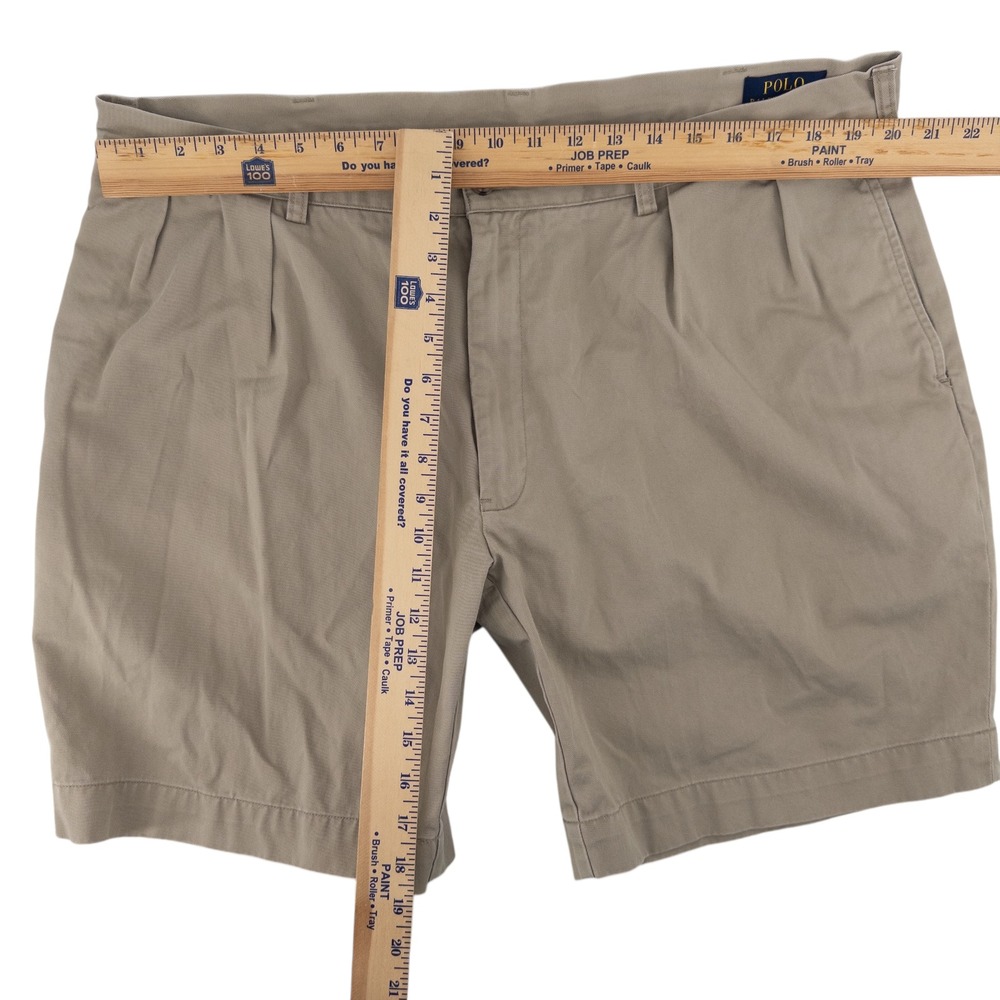 Polo Ralph Lauren Mens 40 Classic Fit Pleated 9" Beige Chino Shorts Preppy Khaki - Picture 5 of 7